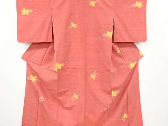 JAPANESE KIMONO / ANTIQUE KIMONO / SILK / FUSHI TSUMUGI / WOVEN FLOWER